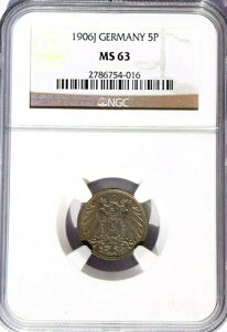1906 J �h�C�c 5 �y�j�b�q�ANGC MS 63�AKM-11�A�N���E�[�J�^���O $150