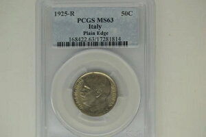 �C�^���A�F1925-R 50 Centesimi - PCGS MS-63�B�v���[���G�b�W�B�������B