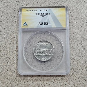 �C�^���A 1919 R 50 Centesimi �R�C�� ANACS AU 53 - �C�^���A���[�} - ���N�x�R�C�� - ��