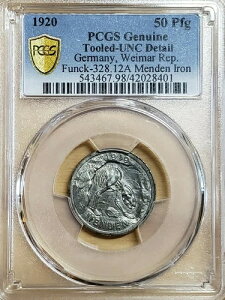 1920�N �h�C�c 50 Pfg ���A�̃N�}�̍��i�W�{ PCGS UNC �ڍ� Funck-328.12A �����f���S