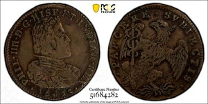 1652�N �X�y�C���̃l�[�f�������g �X�y�C�������t�B���b�v1�� �W�F�g���E�h�D�O��-3440 Cu PCGS XF40 BN