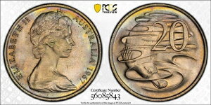 MS66 1967�N �I�[�X�g�����A �v���e�B�p�X 20�Z���g�APCGS �g�D���[�r���[ - �ǍD�ȏ��