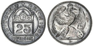 25 Pfennig 1908 D 25Pf. J.18�p�T���v���iDasio�А��A�قȂ�f�U�C���j122406