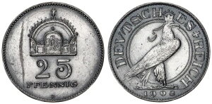 25 Pfennig 1908 D 25Pf. J.18�p�T���v���iDasio�А��A�قȂ�f�U�C���jvz 122404