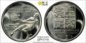 1993�N �`�F�R�X���o�L�A 500 �R���� �`�F�R �e�j�X 100���N�L�O �V���o�[ PCGS MS68