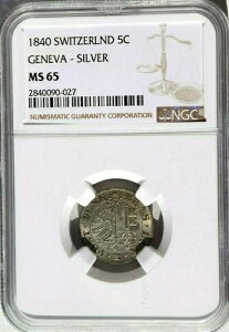1840�N �X�C�X �W���l�[�u 5�T���`�[�� �󏭋�� NGC MS 65. KM-131a