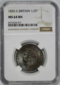 1826�N �C�M���X 1/2�y���X �n�[�t�y�j�[ NGC MS 64 BN