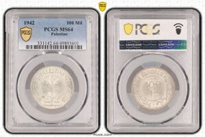 �p���X�`�i�A�V���o�[ 100�~�� 1942 (PAL-1) PCGS MS 64 ,,,, ��