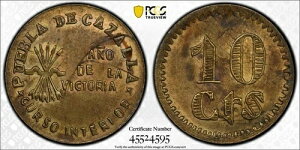 (1936) �X�y�C�� �v�G�u�� �f �J�U�� 10 �Z���e�B���X PCGS AU53 Lot#MK120