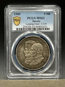 1909�N PCGS 5mk MS63 �U�N�Z���u���C�v�c�B�q��w�n��500���N�L�O�vP216