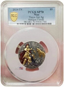 2024 2�I���X �V���o�[ 5�h�� �j�E�G TROYA PCGS SP70 �A���e�B�[�N�d�グ �����b�L�R�C���B