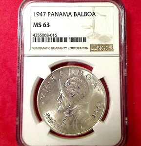 1947�N �V���o�[ ���� �o���{�A NGC�F�� 63 UNC. 4355068-016
