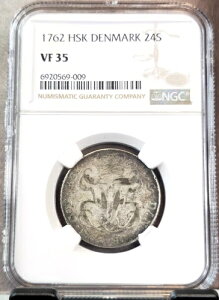 1762�N �f���}�[�N �V���o�[ 24 �X�L�����O �t���f���b�N5�� NGC VF 35 ���Ɋ󏭂ȑf���炵���R�C��