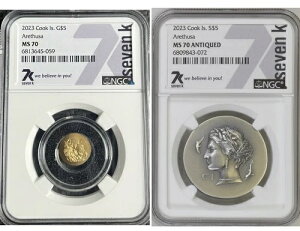 7k Metals 2���Z�b�g �ݕ��A�C�R�� �A���V���[�T 1�I���X .999 �V���o�[ & 1/2g �S�[���h�I 2023�N ��z�~���g