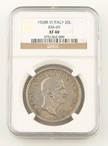 1928-R VI �C�^���A 20 ������� XF-40 NGC ���B�b�g�[���I�E�G�}�k�G�[�� ���[�} ���� KM#69