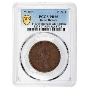 �C�M���X 1805�N �u�����Y AE 1/2 �n�[�t�y�j�[�R�C�� P. #1309- PCGS �v���[�t PR-65