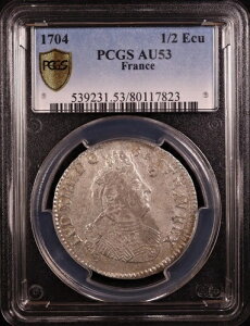 1704�N �t�����X 1/2 Ecu ���C14���u�I�[�o�[�X�g���b�N�v - PCGS AU53 - ���Ɋ󏭁I�g�b�v�|�b�v�I