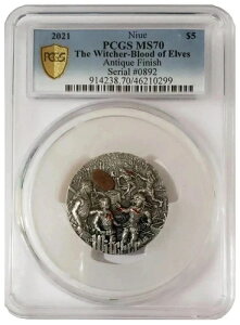 2021 2�I���X �V���o�[ $5 �j�E�G BLOOD OF ELVES PCGS MS70 �S�[���h�V�[���h �����O�X���u�R�C���B