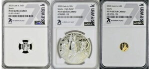 �X�p���^��m3�� 7k ���� 2023 0.5g �v���`�i 1�I���X �V���o�[ 0.5g �S�[���h NGC PF70 UC