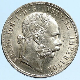 1877年 オーストリア フランツ・ヨーゼフ1世 ヴィンテージ アンティーク シルバー フローリン コイン i97306