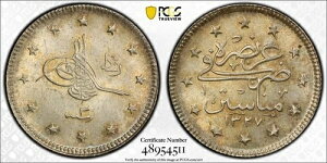�g���R - �I�X�}���鍑�A2 �N���V���E���n���h5�� 1327/3 AH �}�i�X�e�B�[�� ( 19 ) PCGS MS 65�A��