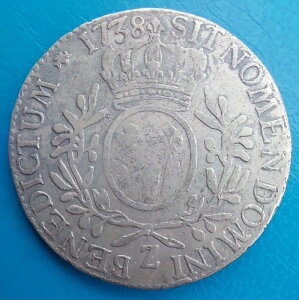 Louis XV Ecu �I���[�u�̎}�t�� 1738 Z �O���m�[�u���AProvenance Inumis (280?)-