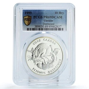 �E�N���C�i 10 �O���u�i Conservation Dormouse �}�E�X ���� PR69 PCGS �V���o�[�R�C�� 1999-