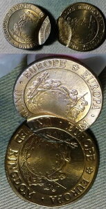�G���[: Europa Pattern 1992 UK 2 Mated Pair 1/4 Ecu IREC1353