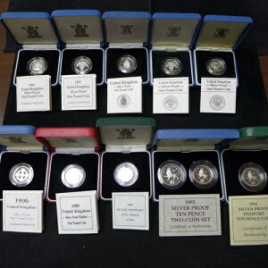 1986-1996�N�C�M���X�� .925 �V���o�[ �v���[�t 1 �|���h �R�C�� (11 ��) �̃Z�b�g�B