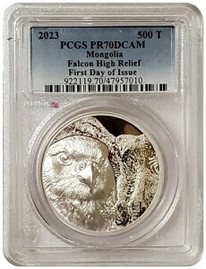 2023 1�I���X �V���o�[ 500 �g�O�� �����S�� FALCON PCGS PF70DCAM FDOI �v���[�t�R�C���B