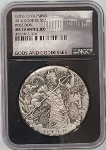 2016�N �N�b�N���� $2 �I�����|�X�̐_�X �|�Z�C�h�� NGC MS 70 �A���e�B�[�N 2�I���X .999 �V���o�[