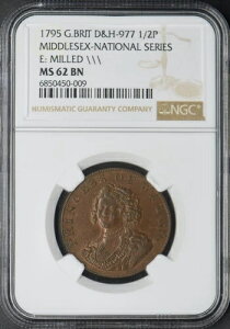 1795�N �C�M���X �~�h���Z�b�N�X 1/2�y�j�[ NGC MS62BN �v�����Z�X�E�I�u�E�E�F�[���Y ?COINGIANTS?
