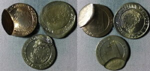 �G���[�FEuropa Pattern 1992 UK Lot 3 - 1/4 Ecu Green Brass Multi Errors IREC1347