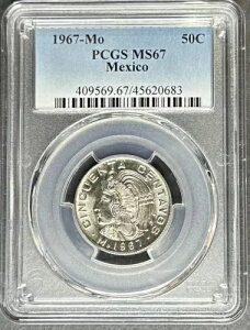 1967-Mo ���L�V�R Cincuenta Centavo 50C PCGS MS-67�A3 �_�w���� 5 �h������!