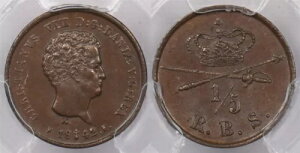 �f���}�[�N 1842 FF 1/5 Rbs PCGS MS 64 �u���E�� RIGSBANKSKILLING �ō����i PC1280