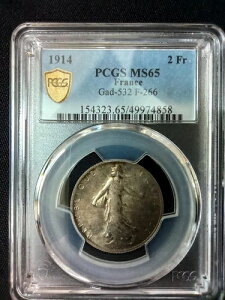 �t�����X : 2 �t���� �X���[�Y 1915 ; PCGS : MS 65