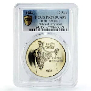 �C���h 10���s�[ ���Ɠ����n�} �� PR67 PCGS CuNi �R�C�� 1982