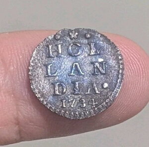 �󏭁I1734�N�I�����_�̃l�[�f�������gVOC 1 Stuiver Silver Holland SMALL Coin_Y8