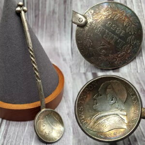 1866 2 �������c 835 �V���o�[ �R�C�� �X�v�[�� PIUS IX PON MAX A XXI STATO PONTI ���[�}