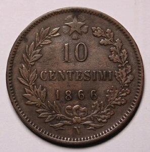 1866 �k�C�^���A 10 �Z���e�V�~ �R�C�� ���B�N�g�� �G�}�k�G�� 2 �� KM# 11