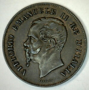 1861�N M �C�^���A ���� 5 Centesimi XF �ɏ㗬�ʃR�C��