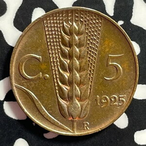 1925-R �C�^���A 5 Centesimi ���b�g#E9245 ���i��! ������!