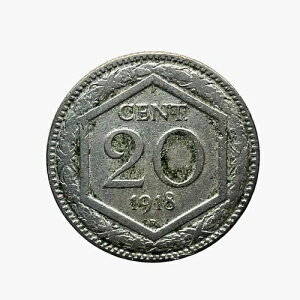 �C�^���A 20 �Z���g 1918 R �R�C�� �Պ����T���H�C�A�� Twenty Centesimi KM 58