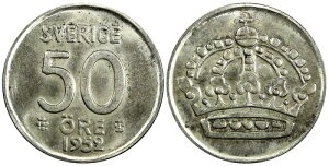 �X�E�F�[�f�� �O�X�^�t6�� ��� 1952�N TS 50 �z�� 1�N�� �^�C�v KEY DATE UNC KM# 825 (005)