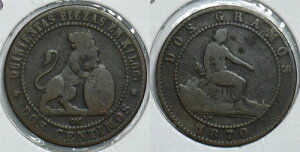 �X�y�C�� 1870�N OM 2 Centimos 153927 ��������-