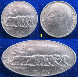 �C�^���A - 1920 R - 50 Centesimi - H.G - KM# 61.2(���[�h�t��)