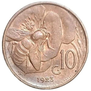 1923�N �C�^���A 10 Centesimi 102�N UNC ���� KM 60 �~�c�o�` �e�[�}