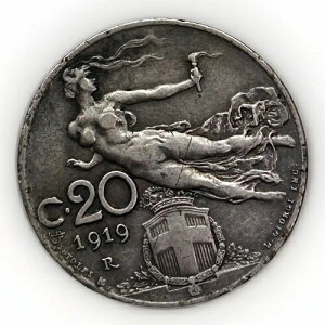 1919�N �C�^���A 20 Centesimi Flying Woman �󏭔N���R�C�� �j�b�P�� �C�^���A