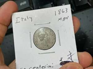 1863�N MBN �C�^���A 50 Centesimi ��� ��ԗǍD �����l