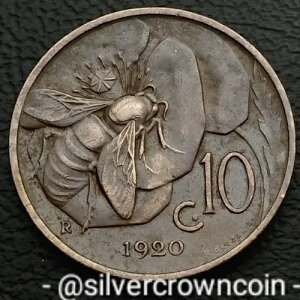 �C�^���A ???? 10 Centesimi 1920 R. KM#60�B10�Z���g�d�݁B�~�c�o�`�BV. �G�}�k�G�[��3��